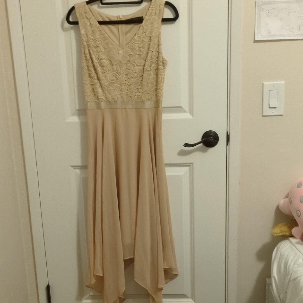 Elegant Beige Lace Women Dress